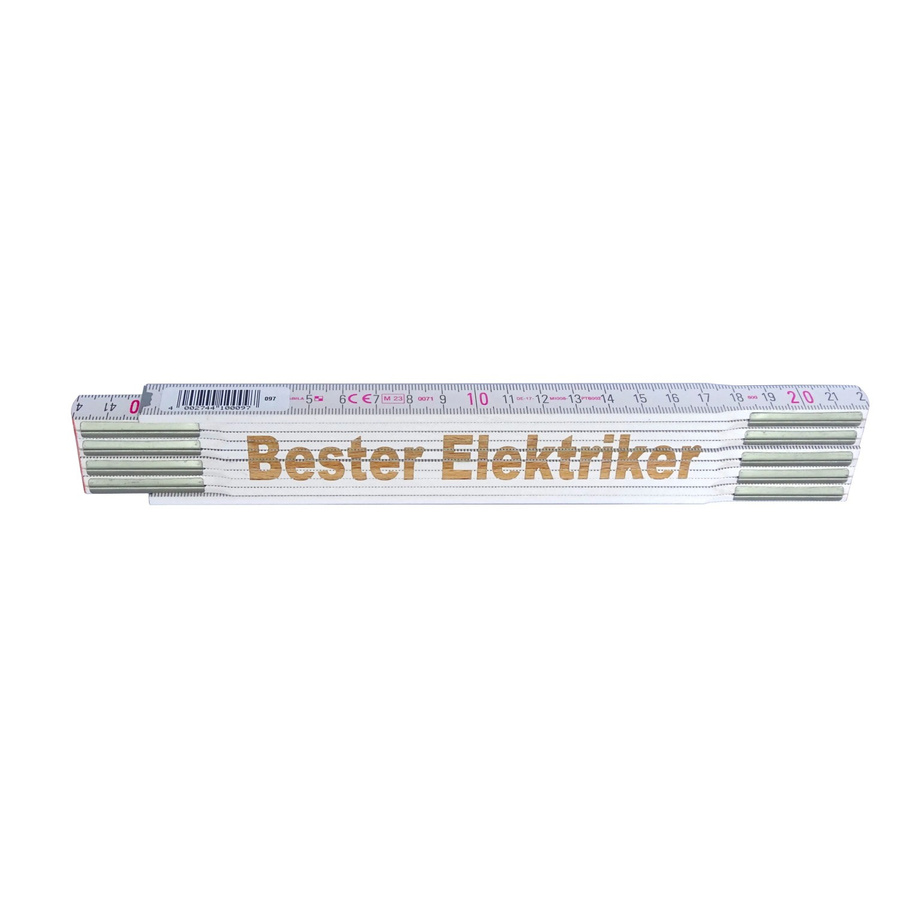 Stabila Zollstock aus Holz mit Lasergravur Bester Elektriker, weiß, 2 m - Bild 2