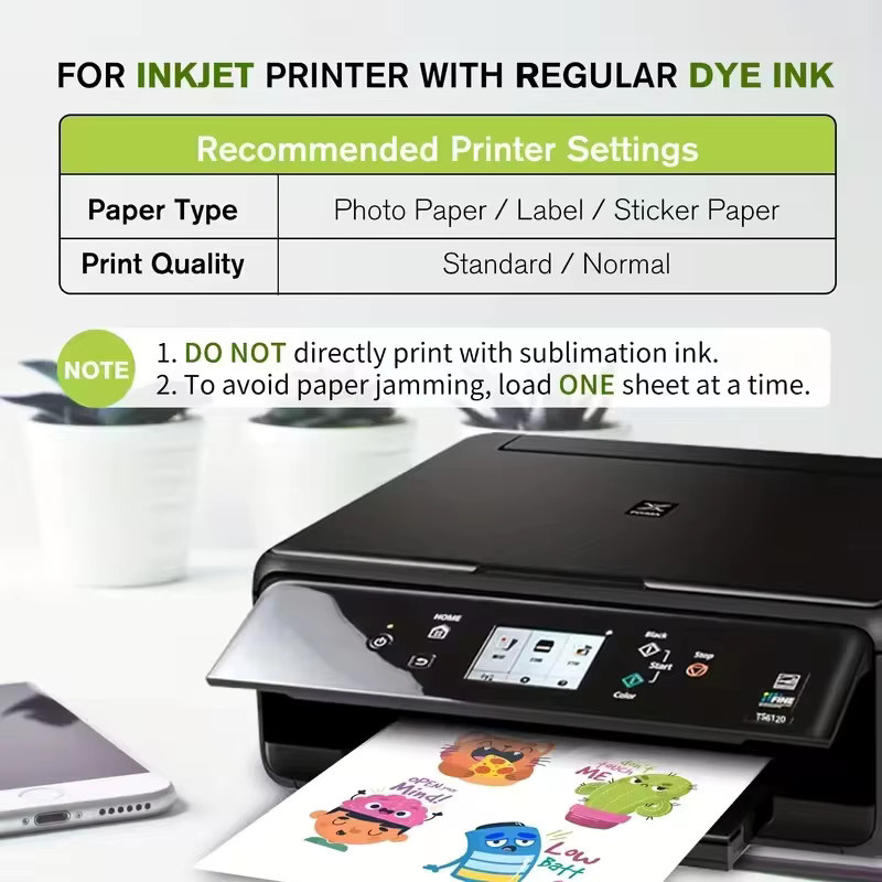 Hochwertiges bedruckbares Vinyl-Aufkleberpapier in A4 für Tintenstrahl- und Laserdrucker, glänzend Weiß - Bild 2