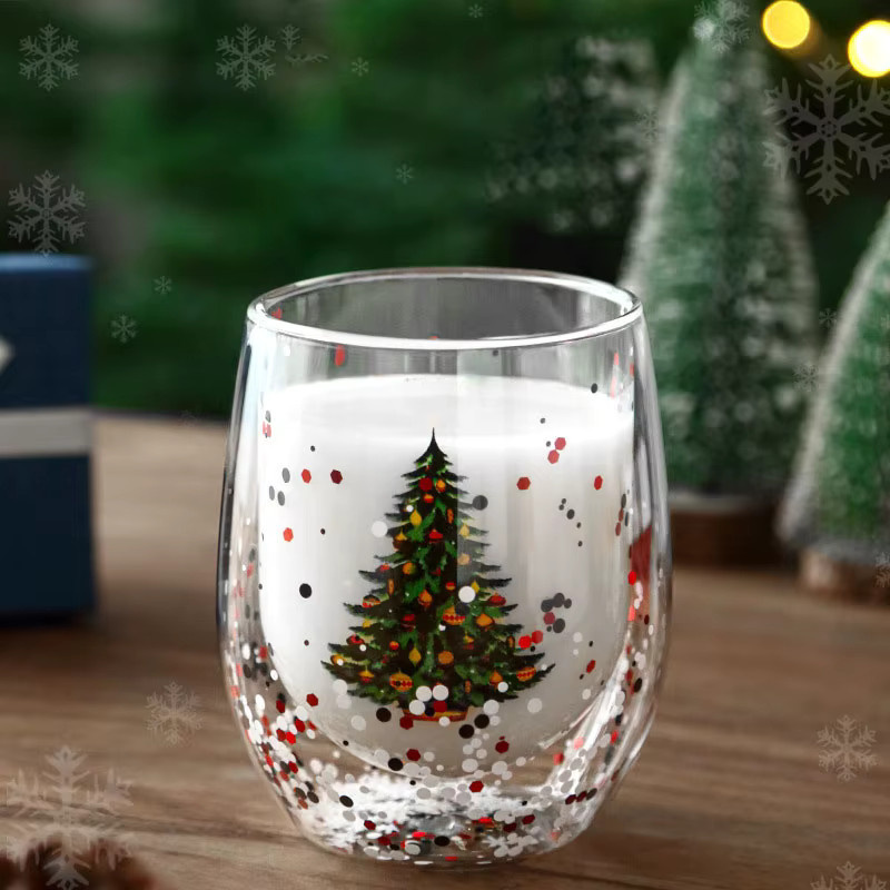 FOME Weihnachtliche Doppelschichtige Glastasse, transparent, 300 ml - Bild 4