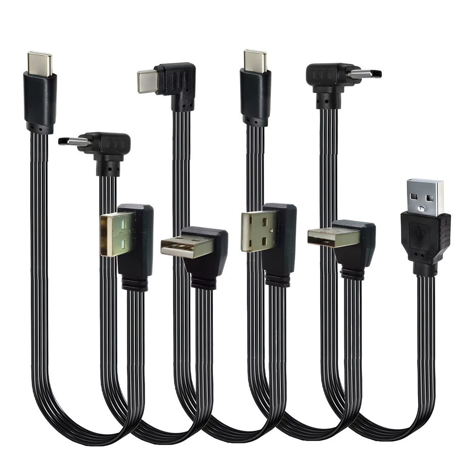 CY USB-C Datenkabel mit doppelseitigem Stecker und Doppel-Ellenbogen in Schwarz, superflach und flexibel für Android-Mobilspiele - Bild 2