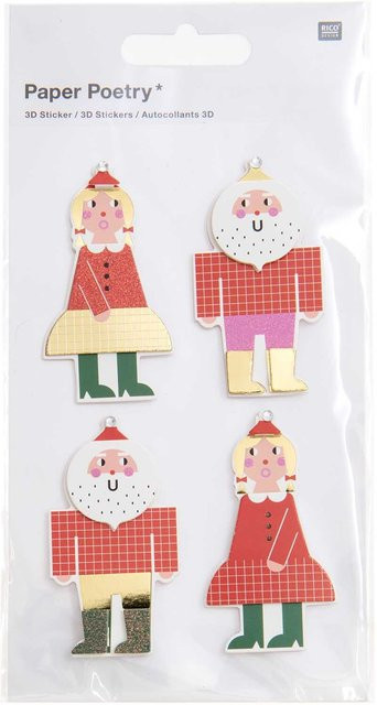 Rico Design Paper Poetry 3D-Sticker Weihnachtsmann, 1 Blatt - Bild 1