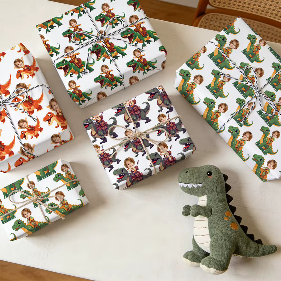 Joy-enlife Dinosaurier Geschenkpapier für Kindergeburtstage, Mehrfarbig - Bild 2