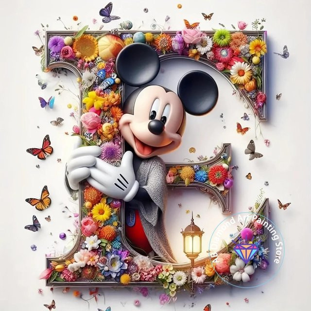 Potdemiel Mickey Maus Minnie Buchstabe Diamantmalerei Set 5D DIY Diamantstickerei in Multicolour, B/B/H: 50 x 50 cm - Bild 1