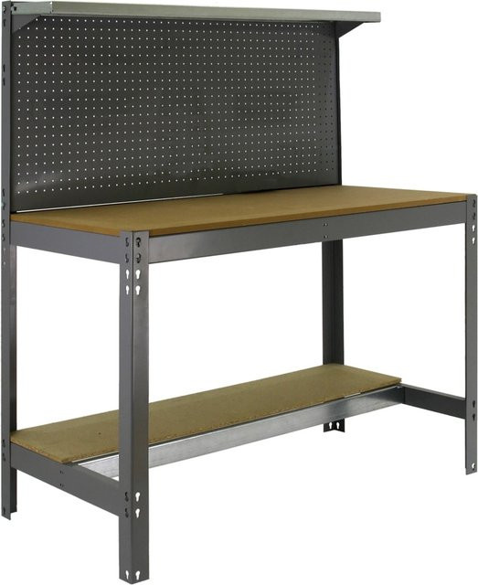 PROREGAL Werkbank Buffalo mit Werkzeugwand und Ablage, Grau, H x B x T: 84 x 90 x 61 cm - Bild 1
