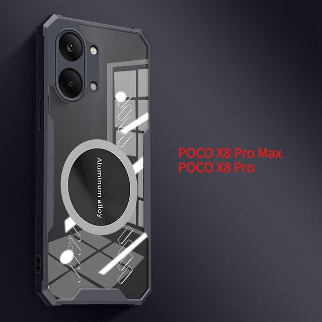 Xiangyun Magnetische Acryl-Handyhülle für POCO X8 Pro / X8 Pro Max / Redmi Turbo 5 / 5 Max Airbag Stoßfestes Cover Transparent Schwarz - Bild 1