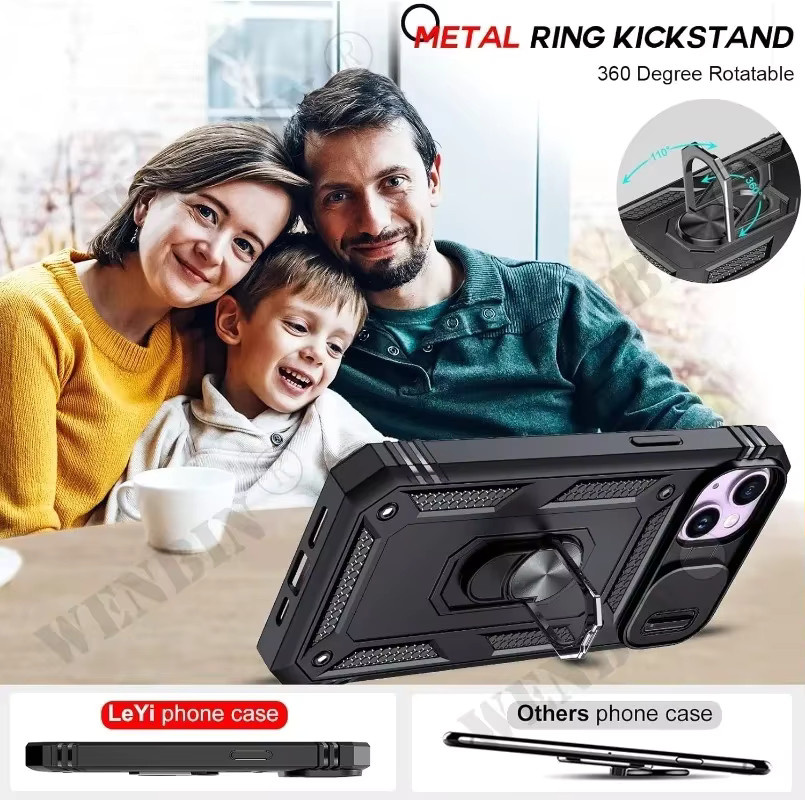 WENBIN Heavy Duty Schutzhülle für iPhone mit 360 Grad Kickstand und Kameraschutz in Schwarz, Pink oder Grün - Bild 4