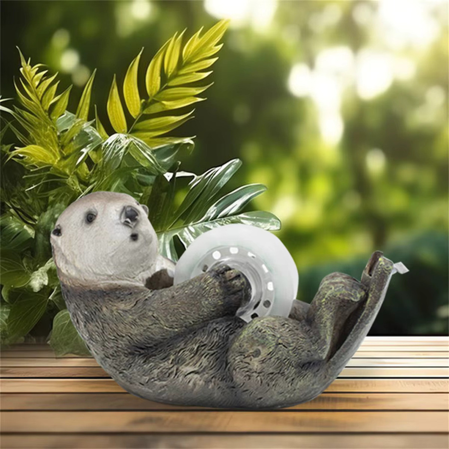 Süßer Otter Klebebandabroller aus Kunststoff in Grau und Braun für deinen Schreibtisch - Bild 4