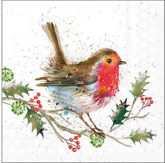 Serviette Winter Robin aus Papier in Multicolor - Bild 1