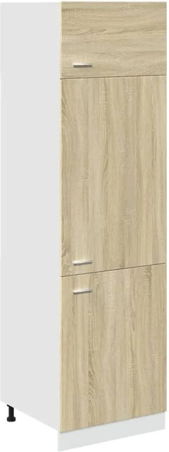 vidaXL Kühlumbauschrank Sonoma-Eiche in Braun und Beige, B/T/H: 60 x 57 x 207 cm - Bild 1