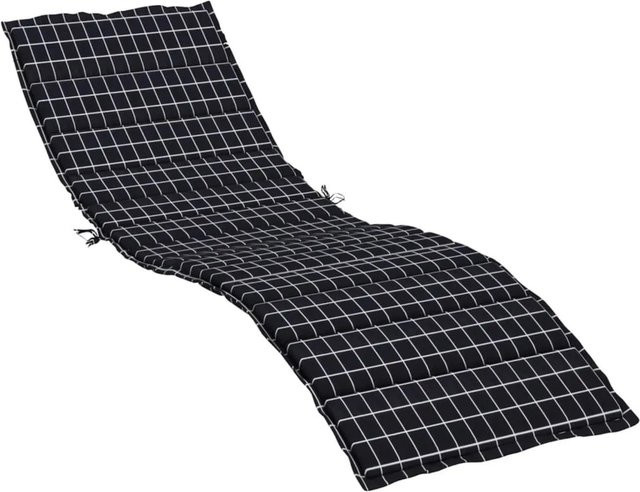 vidaXL Sonnenliegen-Auflage in Schwarz und Weiß mit Karomuster aus wasserabweisendem Oxford-Gewebe und Polsterschaum - Bild 1