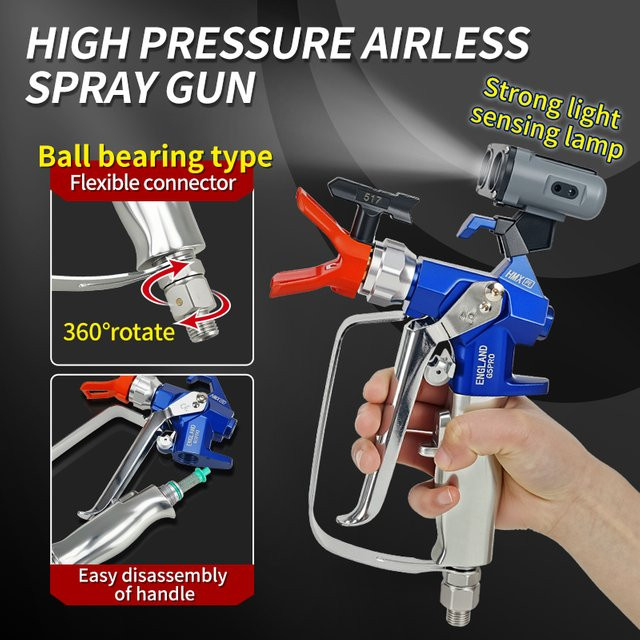 Contractor GRC 4-Finger Airless Farbspritzpistole mit 24.8MP und Schutzsensorlicht für Hochdruck-Farbspritzarbeiten, Spitze 517 - Bild 1