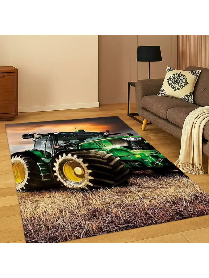 Faviora Kinderteppich mit Retro-Traktor-Motiv, rutschfest, mehrfarbig, rechteckig - Bild 2