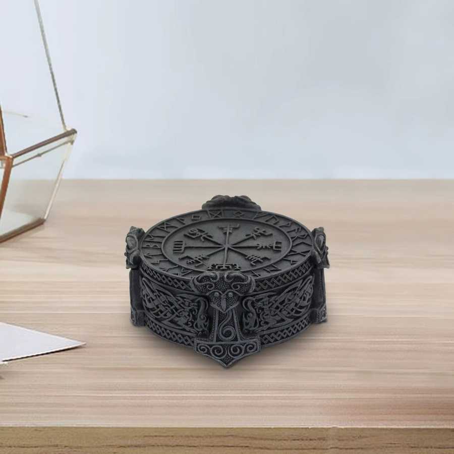 Phenovo Schmuck-Aufbewahrungsbox Nordische Wikinger-Design in Grau - Bild 2