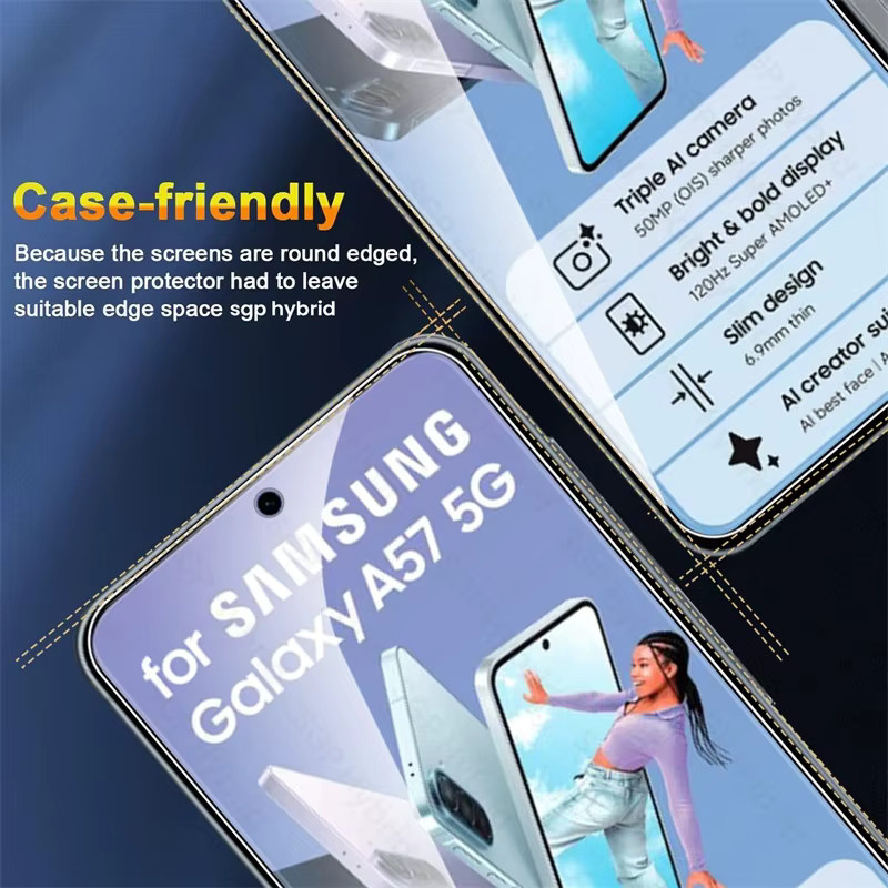 Samsung Galaxy A57 5G Displayschutzfolie aus klarem Kristall-Hartglas 9H, 6,7 Zoll, transparent - Bild 3