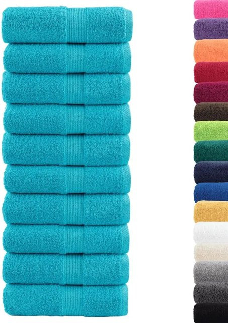 vidaXL Premium Waschhandtücher SOLUND, 10 Stück, Türkis, Baumwolle, 30 x 30 cm, 600 g/m² - Bild 1