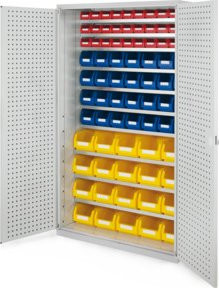 Kappes Grossraumschrank Mod. 11 mit Lochplattentüren in Grau aus Stahlblech, H: 195,0 cm, B: 59,0 cm, T: 59,0 cm - Bild 1