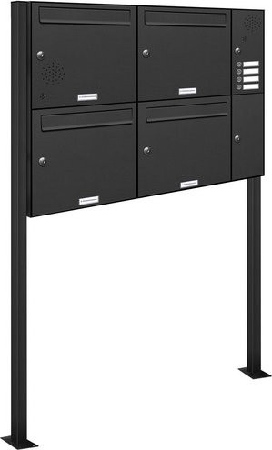 AL Briefkasten Freistehendes Briefkasten-System für 4 Parteien in Grau, B/H/T: 153,335 x 150,0 x 11,6 cm - Bild 1