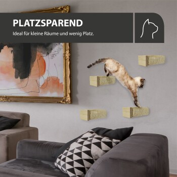 Rohrschneider Katzentreppe Wandelement für Katzen mit Sisalseil, 4er Set, Farbe: beige/natur - Bild 3