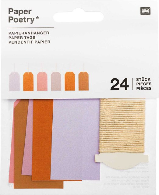 Rico Design Paper Poetry Papieranhänger in Mauve, 24 Stück, B: 3 cm, H: 6 cm - Bild 1