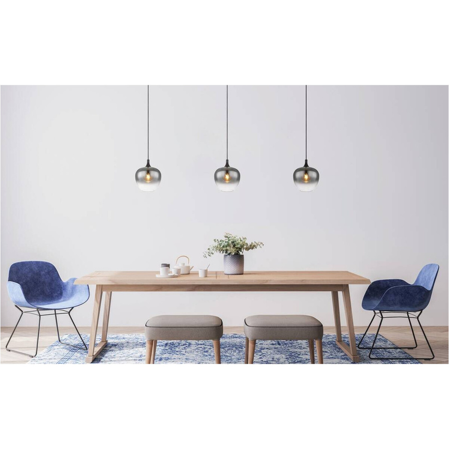 Globo Pendelleuchte Maxy Schwarz mit Glasschirm und Metall, Durchmesser: 24 cm, Höhe: 120 cm, E27 - Bild 2