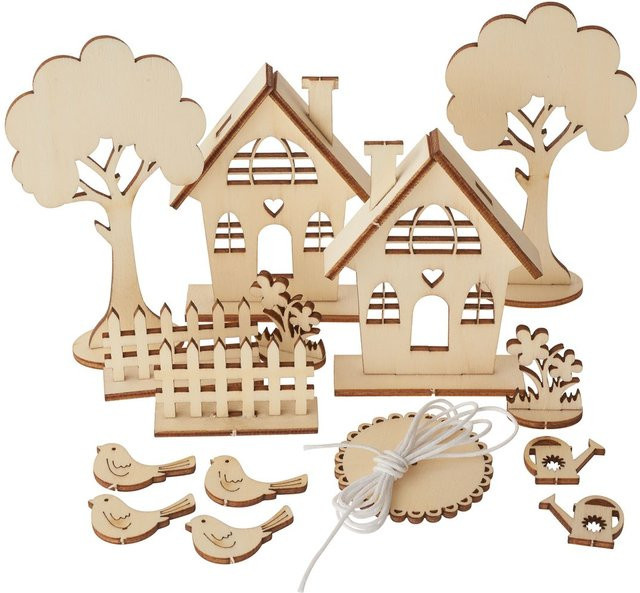 Rayher Holzbausatz Gartenhäuser aus Sperrholz in Beige - Bild 1