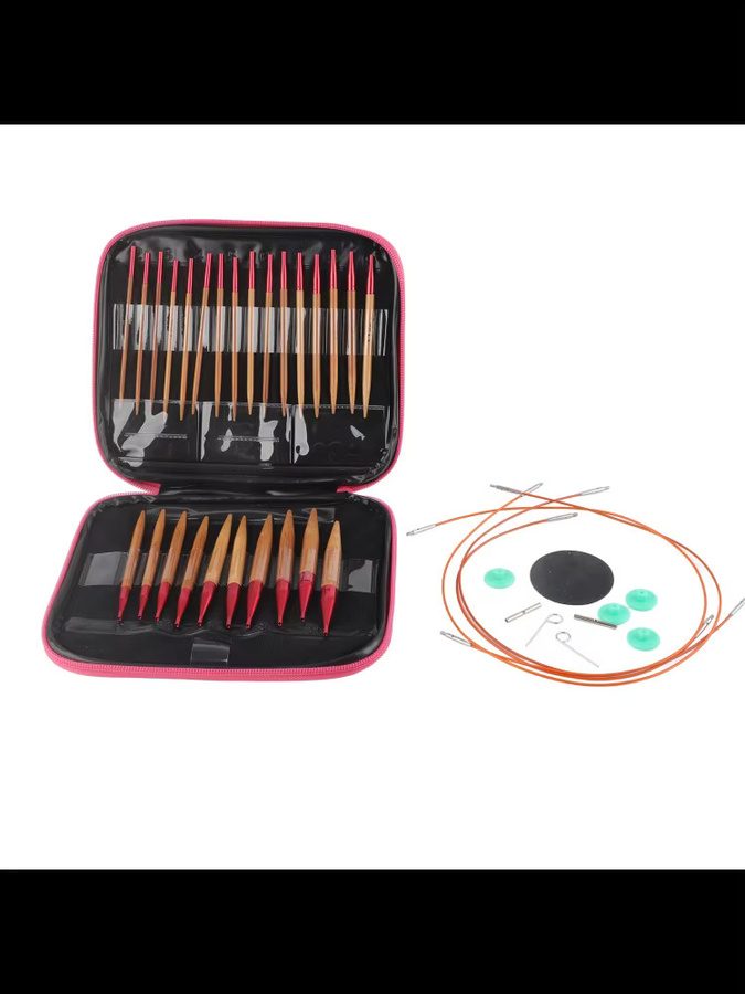 Austauschbares Stricknadel-Set mit Rundstricknadeln aus Aluminium und karbonisierten Bambusnadeln - Bild 5
