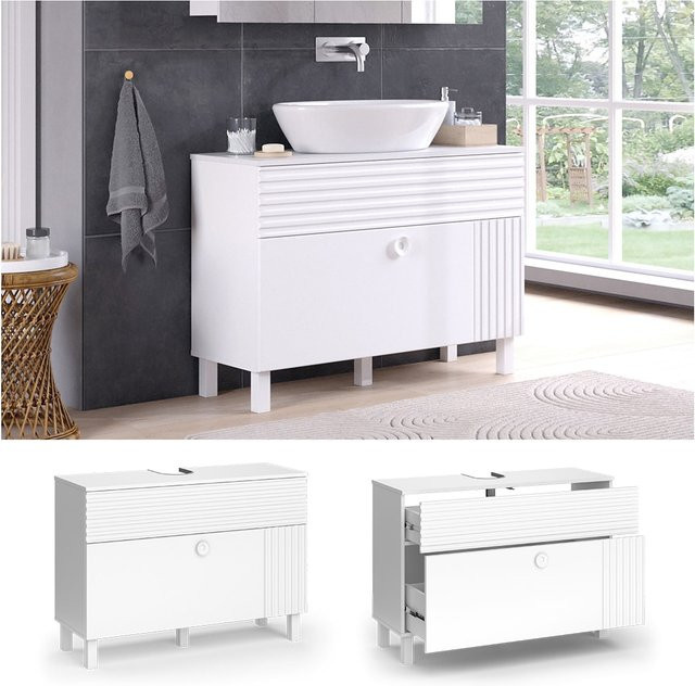 Vicco Waschtischunterschrank Sola modern Weiß matt B/T/H: 100,2 x 37,2 x 72,4 cm - Bild 1