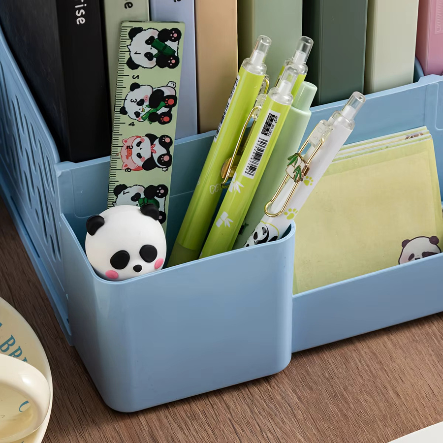 Mehrschichtiger A4-Dokumentenhalter aus Kunststoff als Schreibtisch-Organizer und Aktenregal in Pink oder Blau - Bild 3