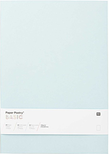 Rico Design Paper Poetry Bogen Basic A4 in Hellblau, 10 Stück - Bild 1
