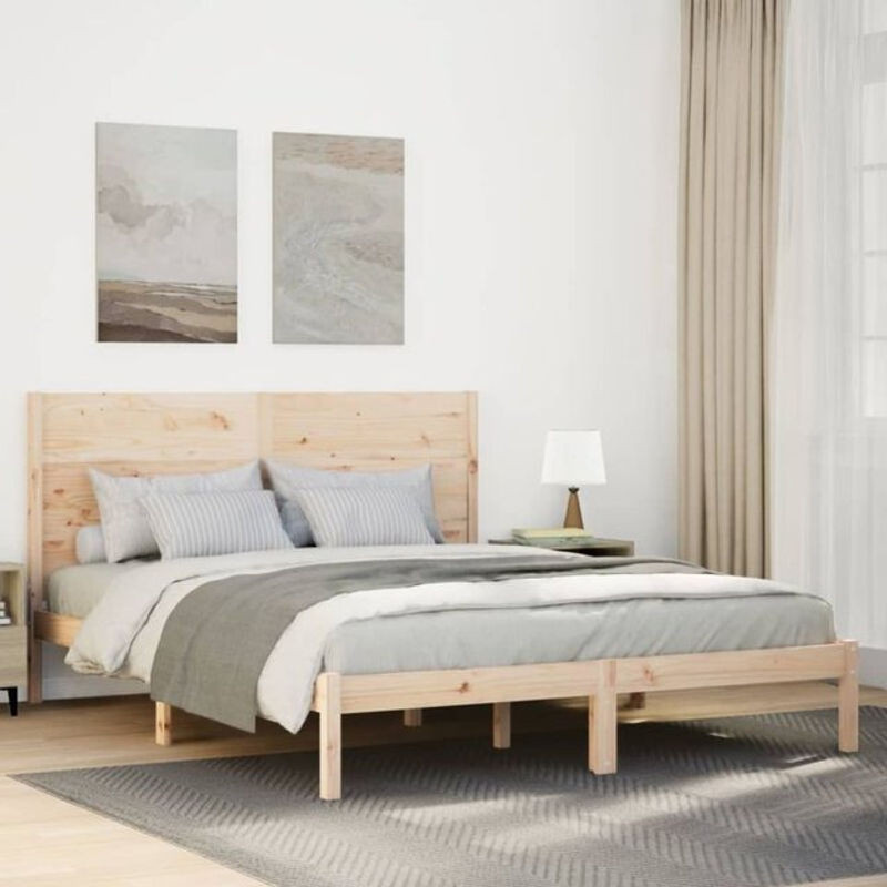 Massivholzbett aus Kiefer von Vidaxl in Braun, Skandinavisch, B/T/H: 160 x 210 cm - Bild 1