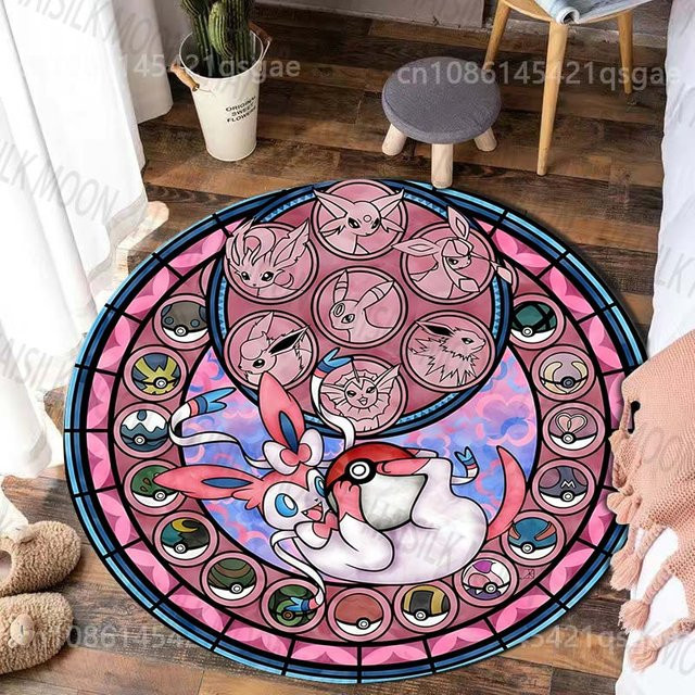 Runder Teppich mit Pokemon Sylveon Motiv von Potdemiel, Mehrfarbig, Durchmesser: 60 cm - Bild 1