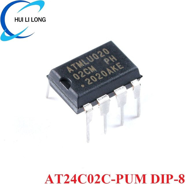 5 Stück AT24C02C-PUM EEPROM Chip IC mit I2C Schnittstelle in DIP-8 Gehäuse - Bild 1