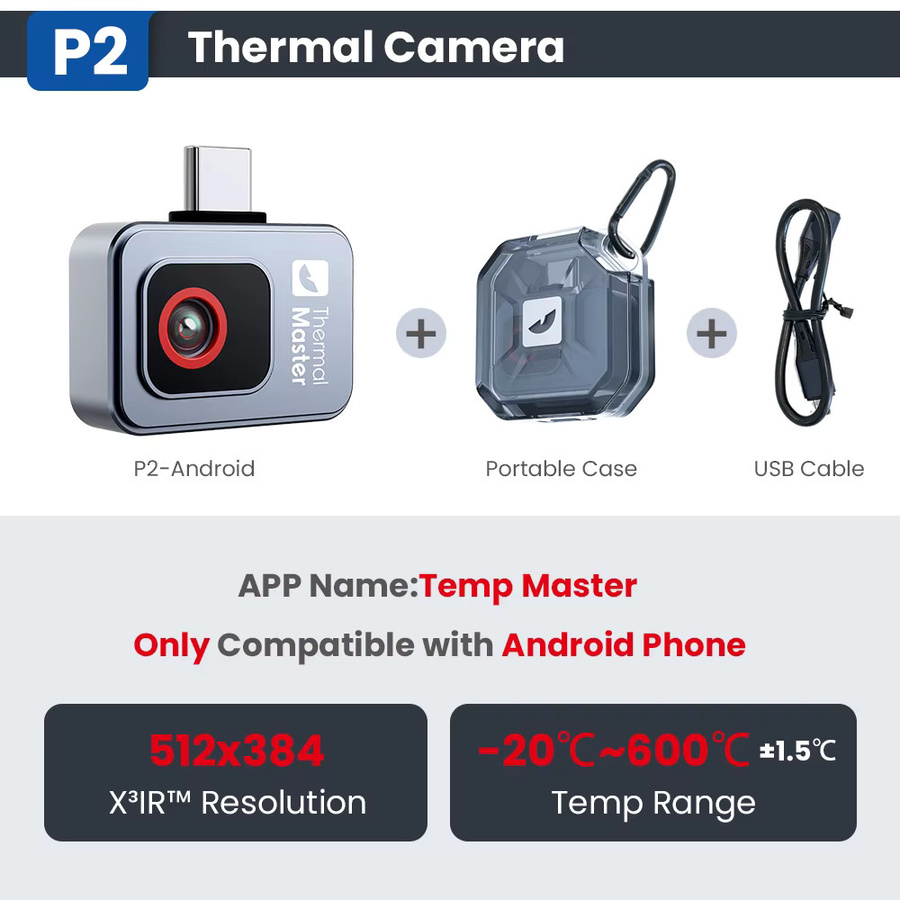 Thermal Master Wärmebildkamera P2 für HVAC-Inspektion und Fußbodenheizung mit Messbereich von -20 °C bis 600 °C - Bild 6