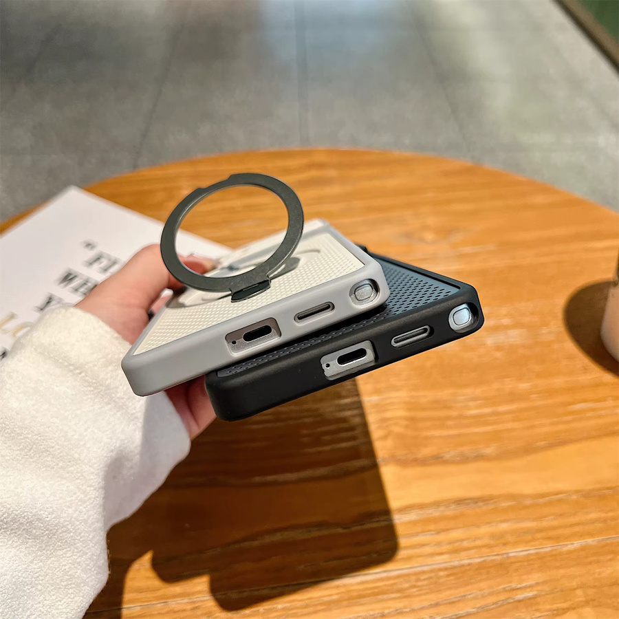 Luxuriöse Kühlnetz-Handyhülle mit Magsafe Magnetständer und Panzerhülle für Samsung S24 S25 S26 Ultra in Schwarz - Bild 3