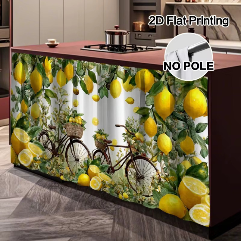 VIKAMA Vorhang mit Zitronen-Motiv und Fahrrad-Design für Küche und Schlafzimmer, Gelb/Mehrfarbig - Bild 3