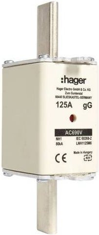 Hager NH-Sicherung LNH1125M6 125A Silber 3 Stück - Bild 1