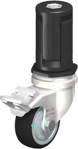 Blickle Lenkrolle mit Feststeller LRXA-PATH 50KFD-FI-EXR05 aus Edelstahl in Silber und Grau, Rad-Durchmesser: 50 mm, Tragfähigkeit: 75 kg - Bild 1