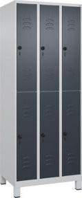 C+P Doppelstock-Spind Classic PLUS mit 3 Abteilen, Grau und Anthrazit, B/T/H: 195 x 75 x 50 cm - Bild 1