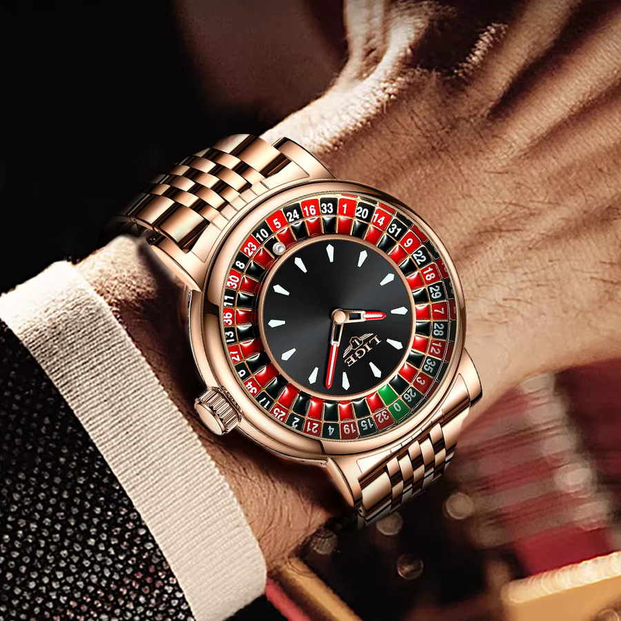 LIGE Armbanduhr Quarz, Edelstahl, Roségold, Schwarz, Herren - Bild 5