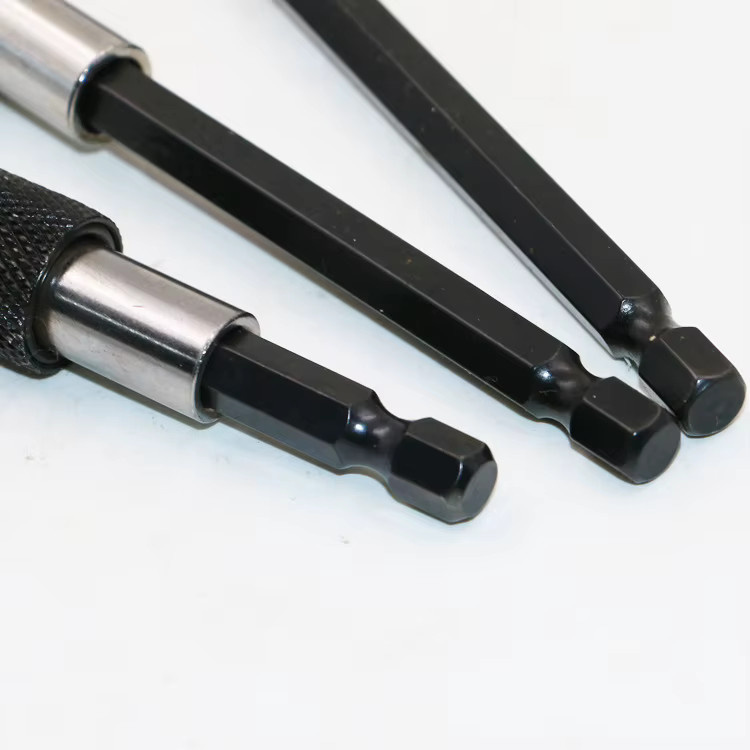 HUKELP 3er Set Sechseckige Quick Release Verlängerungsstangen für Elektrische Bohrer und Schraubendreher, Schwarz - Bild 2