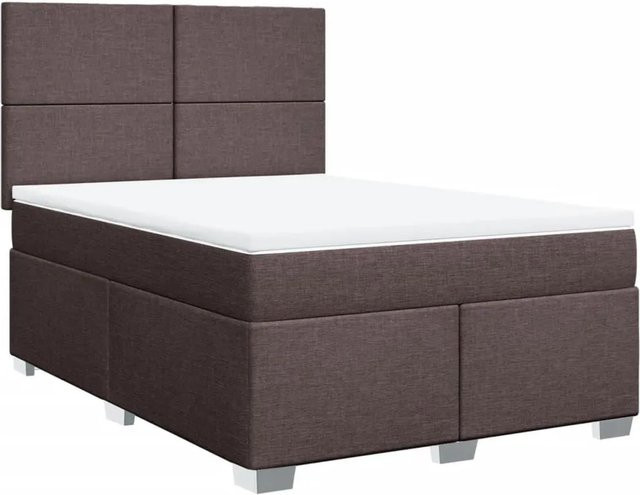 vidaXL Boxspringbett Hybrid mit Matratze und USB-Ladeport, Dunkelbraun und Weiß, B/T/H: 140 x 190 x 150,5 cm - Bild 1