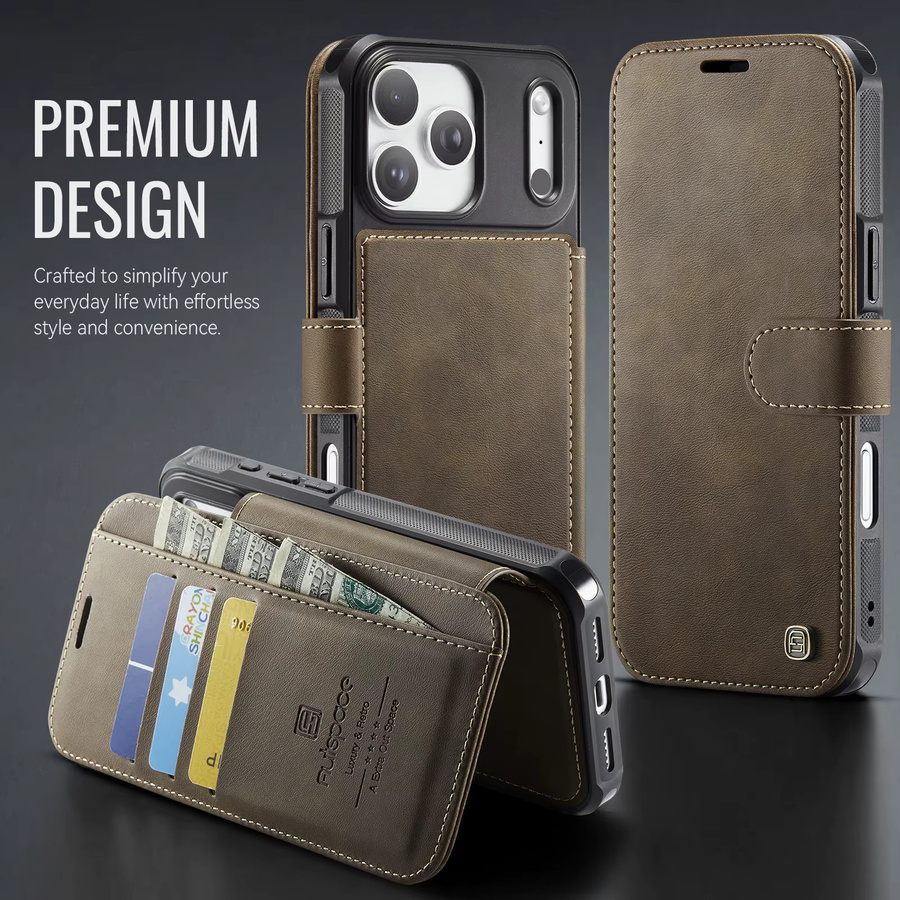 szHAIyu Magnetische PU-Leder-Brieftaschenhülle mit Kartenfach für MagSafe als Flip Cover für iPhone 17 Pro Max, Air 17e, 16e, 15, 14 Plus, 13, 12 in Grün oder Braun - Bild 4