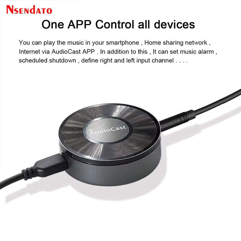 Nsendato M5 AudioCast Kabelloser Musik-Audio-Lautsprecher-Empfänger für Airplay und DLNA, WLAN Spotify Streamer, Schwarz - Bild 2