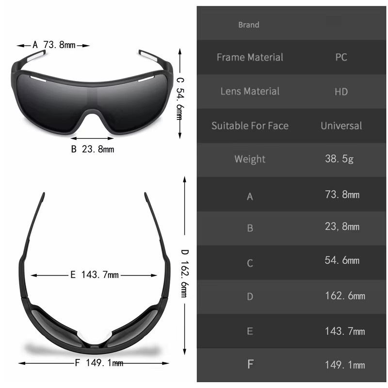 POAT Sportsonnenbrille, Unisex, Vollrand, Schwarz, Kunststoff - Bild 2