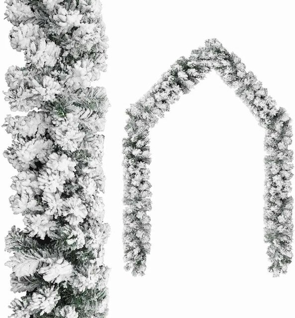 vidaXL Weihnachtsgirlande mit Schnee in Grün aus PVC, Länge: 5 m - Bild 1