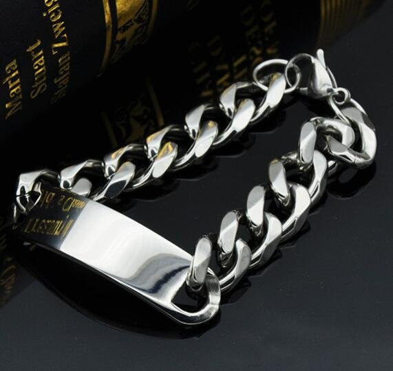 Armband Edelstahl, Smooth Curb Chain Link ID, Herren - Bild 1