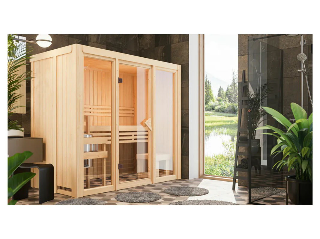 KARIBU Shorty Bio-Ofen mit externer Steuerung 3,6 kW B/H/T: 198 x 122 x 155 cm - Bild 3