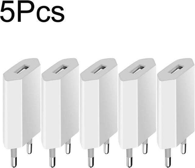 TAQKRED USB Reise-Wandladegerät Set 5V 1A in Weiß für Apple iPhone, 5 Stück - Bild 1