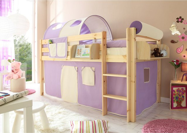 TiCAA Hochbett Malte aus Kiefer Natur Classic in Braun - Bild 1