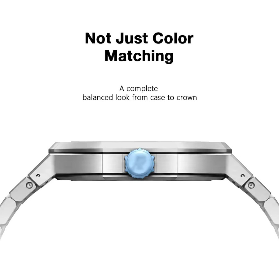 Soul Cool Full-Coverage-Mod-Kit für Swatch X AP Royal POP Pocket Changer, Edelstahlgehäuse, Kautschuk- und Stahlarmband, Silber, Unisex - Bild 3